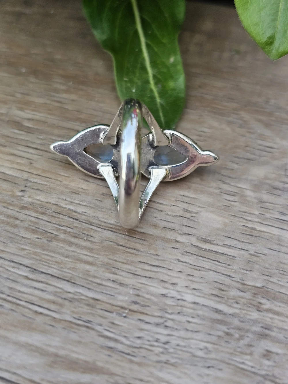 Sterling Silver Double Teardrop Moonstone Ring Size 9